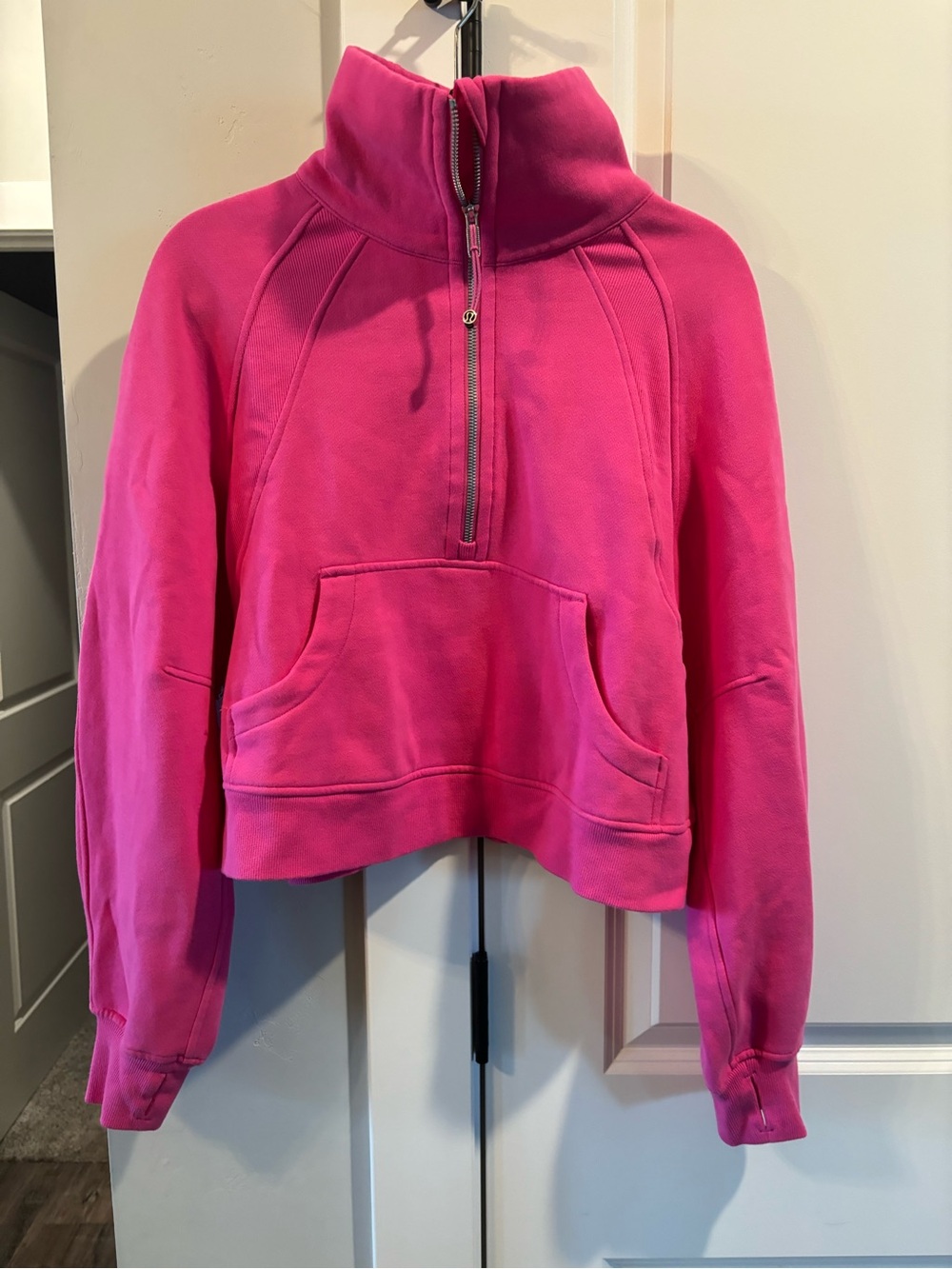 Lululemon bright pink scuba oversized funnel neck half zip